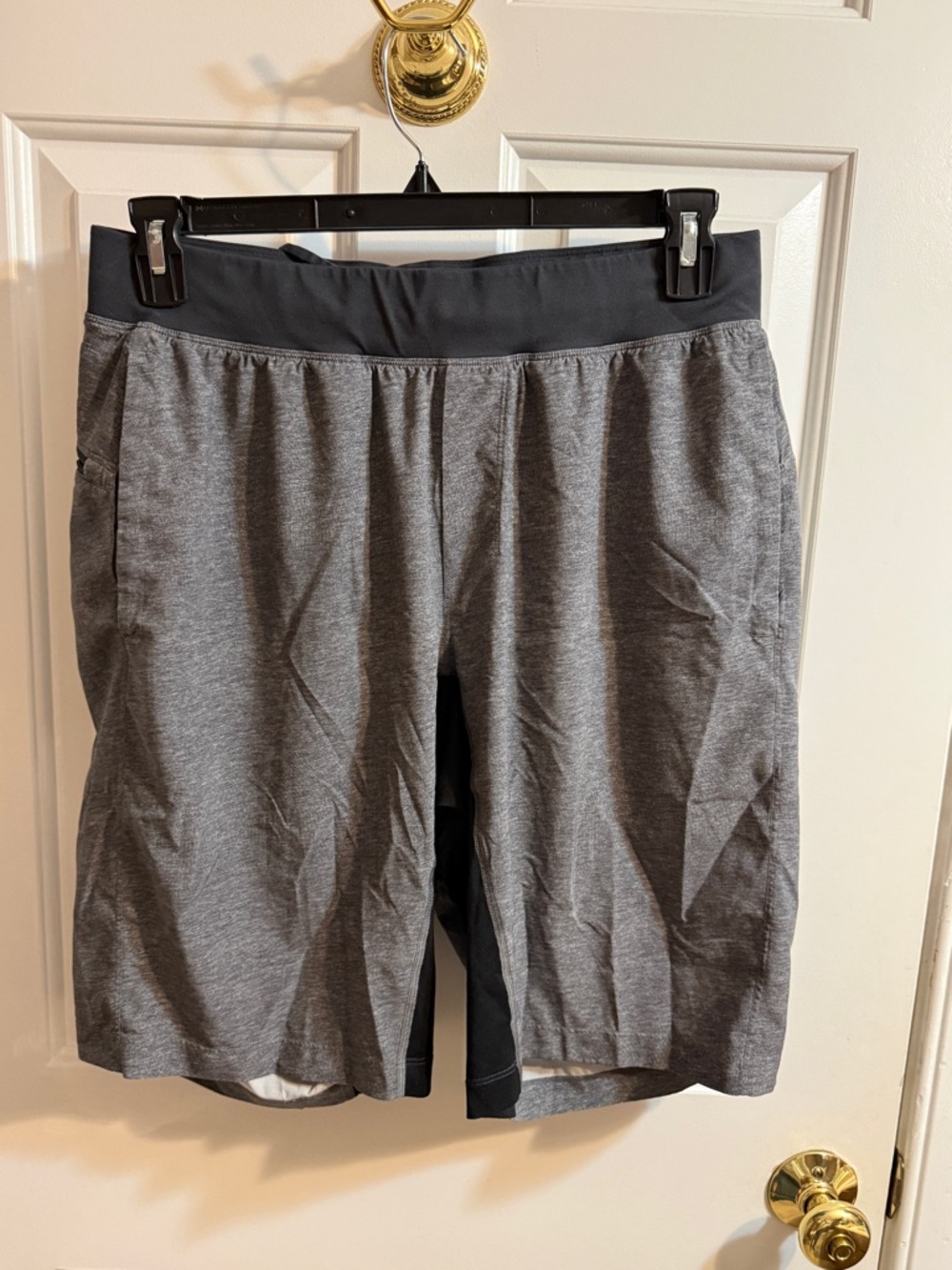 lululemon athletica Men's Gray Athletic Shorts with Black Waistband